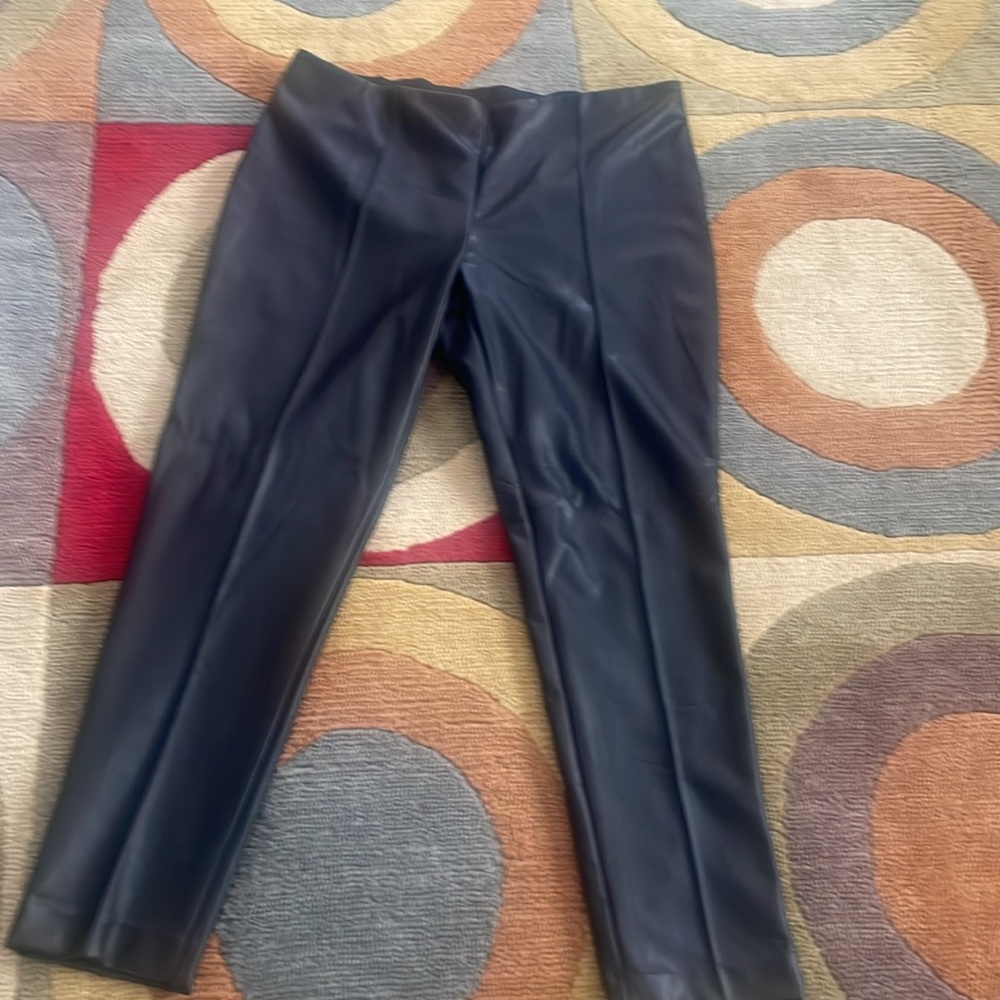 Women’s Anne Klein Black Pleather Pants, Sz XL